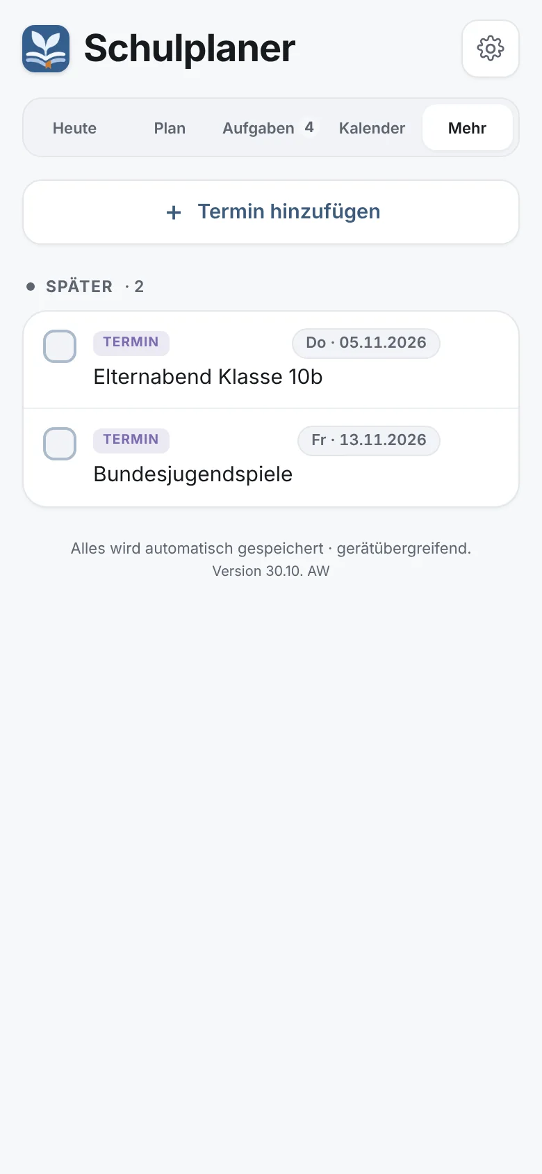 Termine: Elternabend, Bundesjugendspiele und mehr