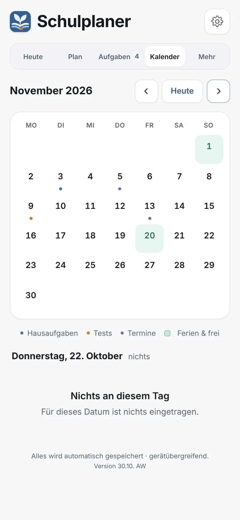 November: Mit eigenem freien Tag